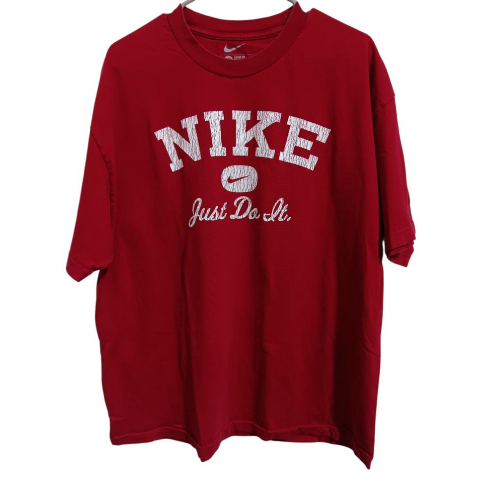Nike "Just Do It" graphic T-shirt burgundy red 100% cotton